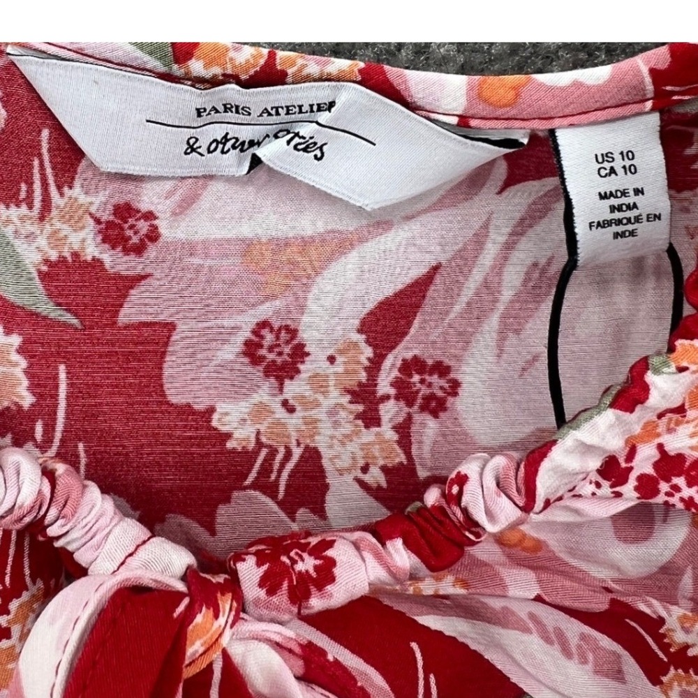 & Other‎ Stories Floral Cami Top Womens 10 Red Paris Atelier Tie Front NWT - Picture 5 of 7